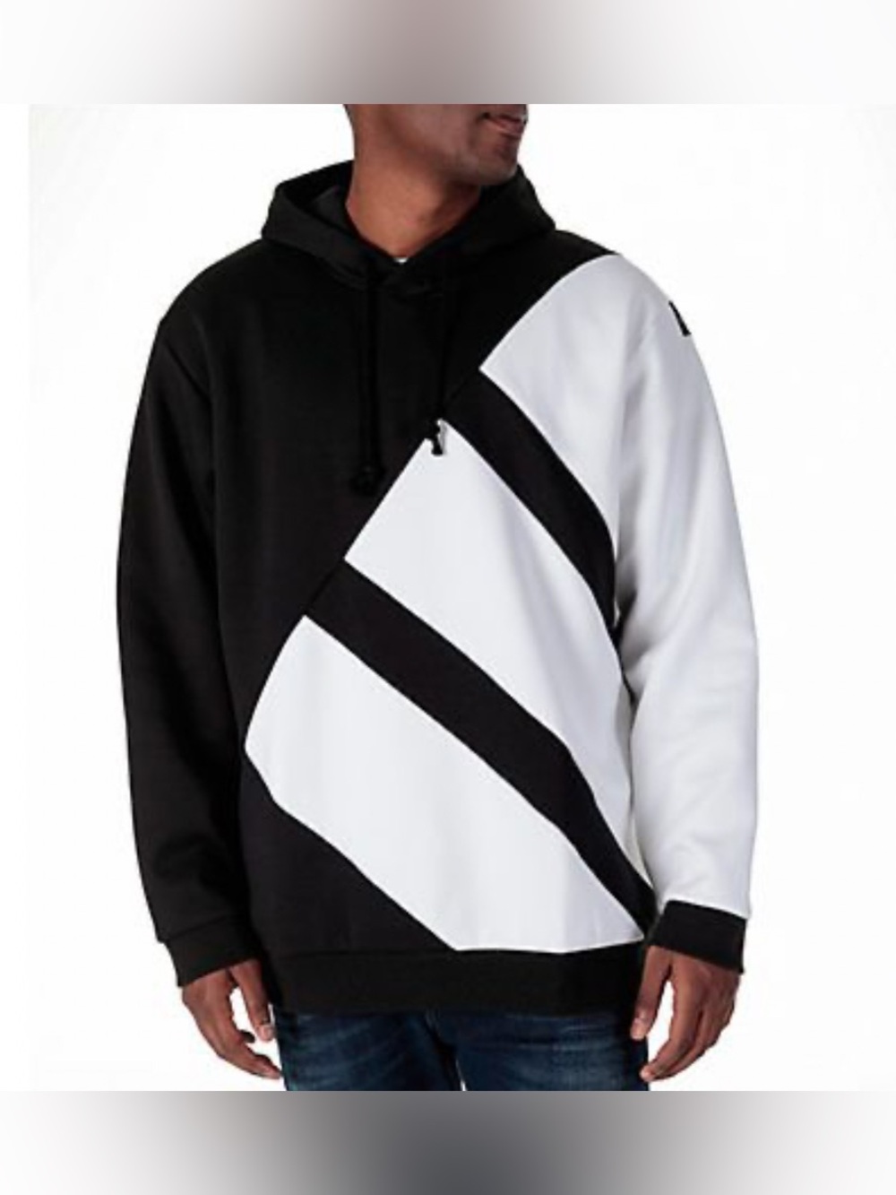 adidas Black & White Diagonal Stripe Hoodie